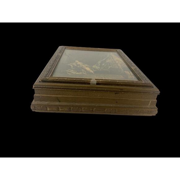 Antique Jewelry Art Box Hinged Artwork Lid Victorian Romantic Wooden Renaissance - Picture 6 of 15